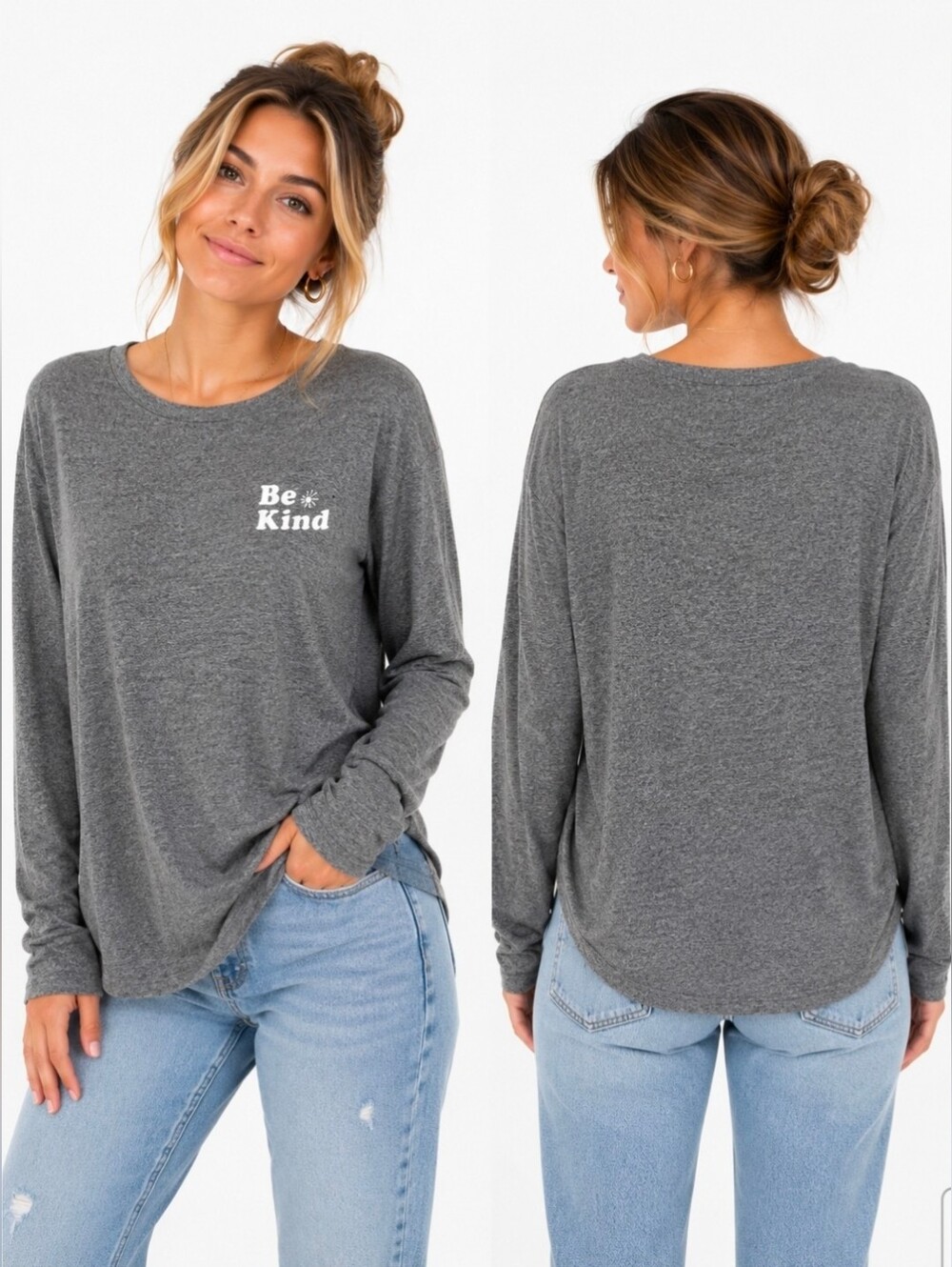 Grayson Threads Long Sleeve 'Be Kind' Heather Gray